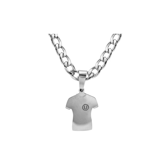 collar de hombre, collar plateado de hombre, collar de equipo de futbol, collar de universitario, collar de la U, collar chunky plateado, collar dale U, collar de camiseta de futbol