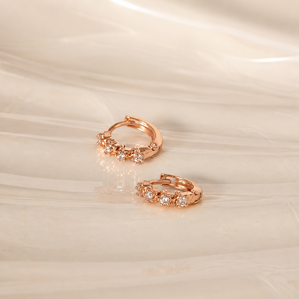 Argollas Star Circonia Rose Acero
