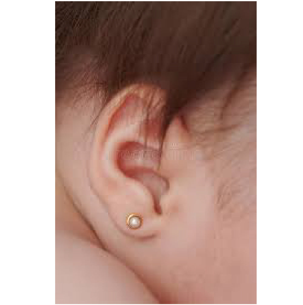 arete para bebe, arete para recien  nacido, arete de perla, arete de oro