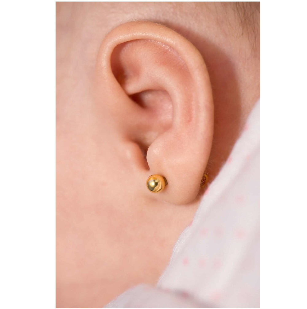 arete para bebe, arete para recien  nacido, arete de corazon, arete de oro