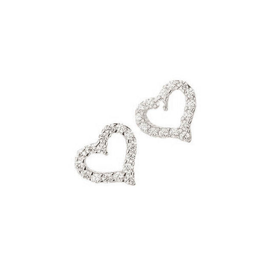 arete de corazon, arete de  corazon con piedra, arete de corazon texturado, arete de corazon plateado