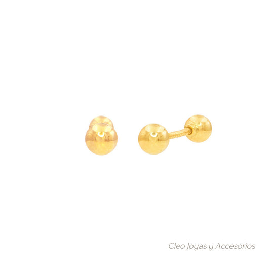 arete para bebe, arete para recien  nacido, arete de bolita, arete de oro
