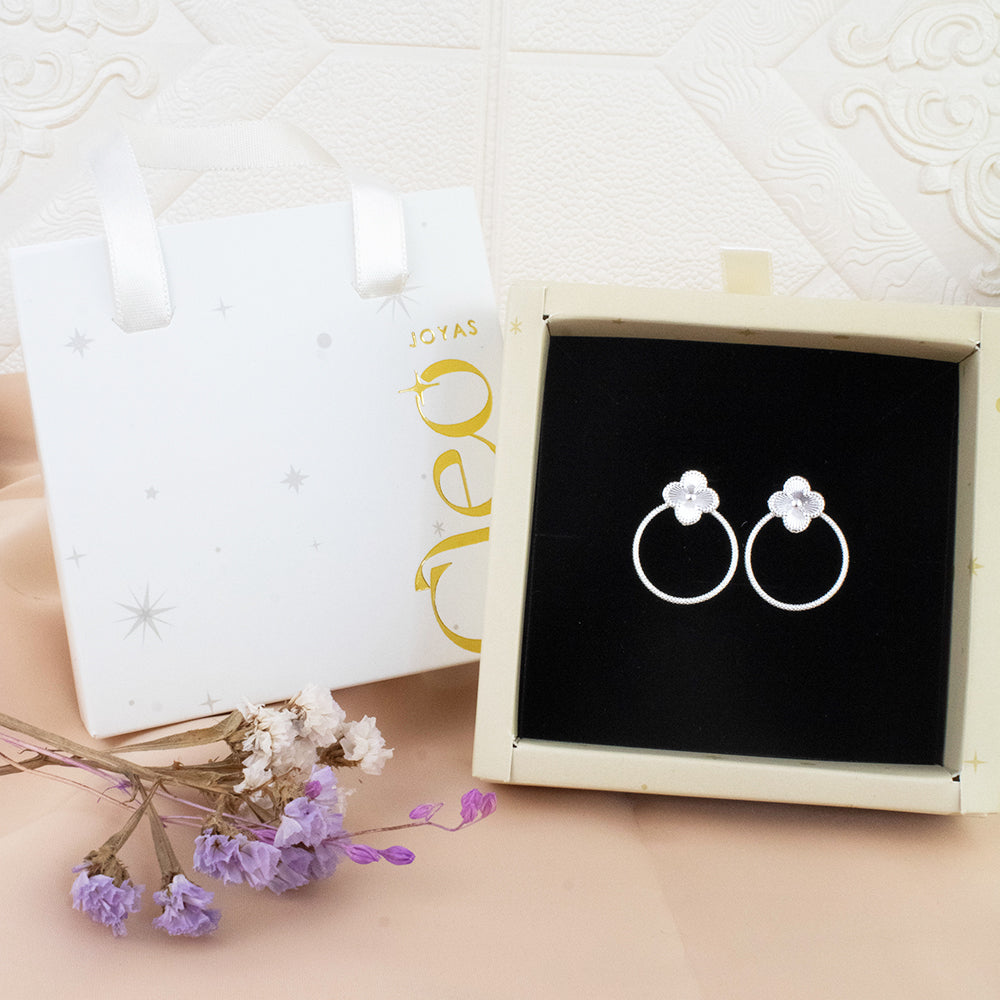 Arete Doble Trébol Plata