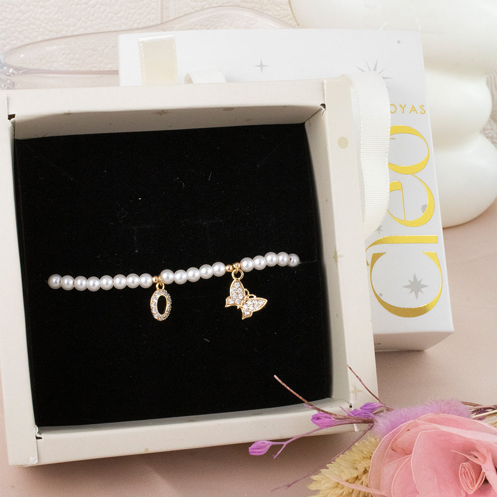 Pulsera Aurora Perla Dorado Acero
