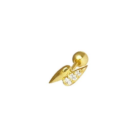 Piercing en forma de rayo con piedras dorado