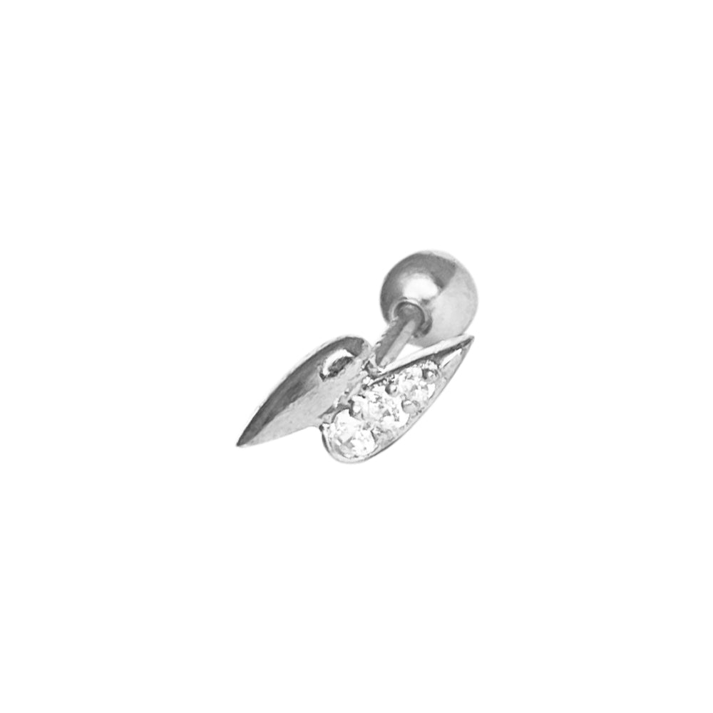Piercing en forma de rayo con piedras plateado plata