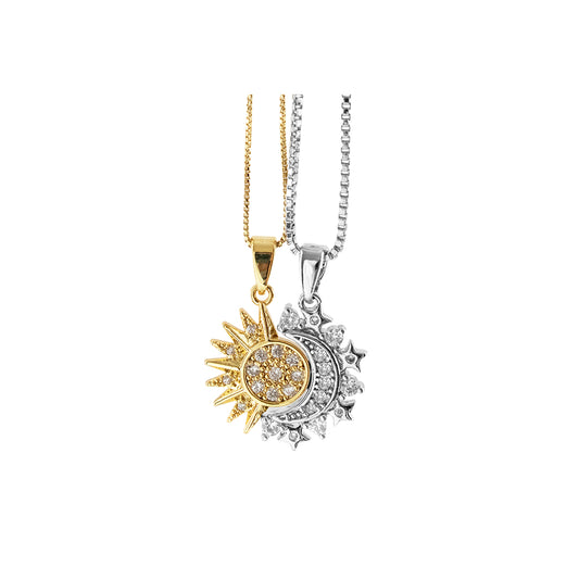 Set Collares Sol y Luna Acero