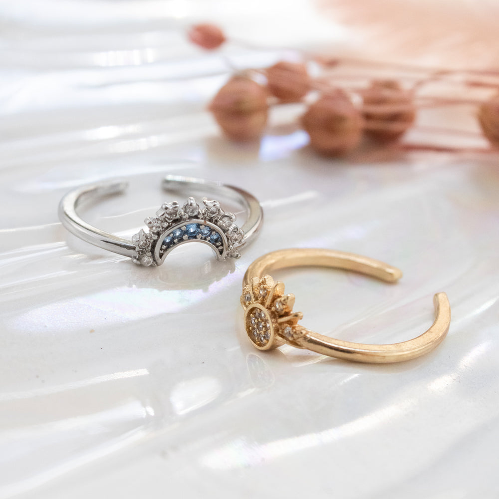 anillo para pareja, anillo para amigas, anillo de sol y luna, anillo regulable, anillo dorado y anillo plateado